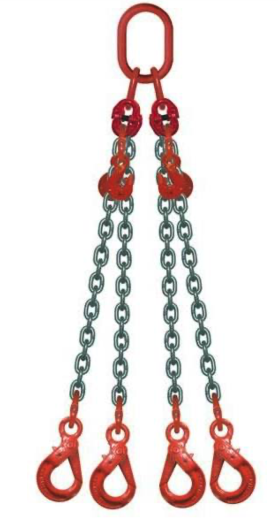 Elingue chaîne à 4B. ø 10 mm GrD 80, C.M.U 6,7 T à 90° crochet racc.- Utile 3ML