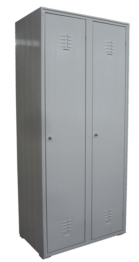 Vestiaire industrie salissant 2 cases Gris avec pieds- Serrure Cadenassable 190.