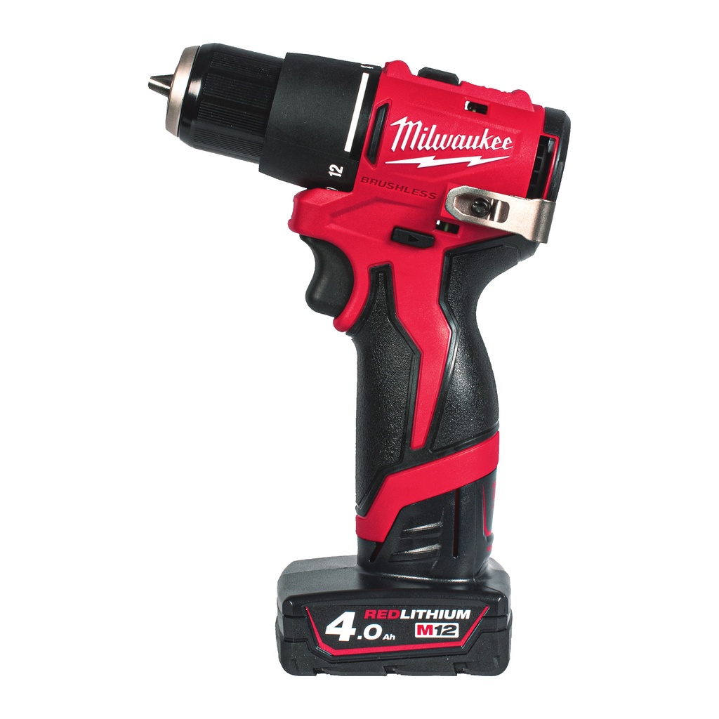 M12 BLPDRC-402C - Perceuse compacte Brushless, 12 V, 40Nm , 2Ah, 1 chargeur C12C  - Carton, 2 batteries 12V, 4Ah  Red Li-Ion, 1 chargeur C12C