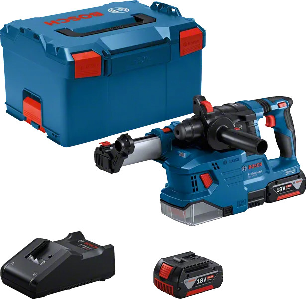 Perforateur SDS plus 18V Bosch GBH 18V-22 + GDE 18V-12 + 2 batteries 4Ah + chargeur + coffret L-BOXX - 611924003