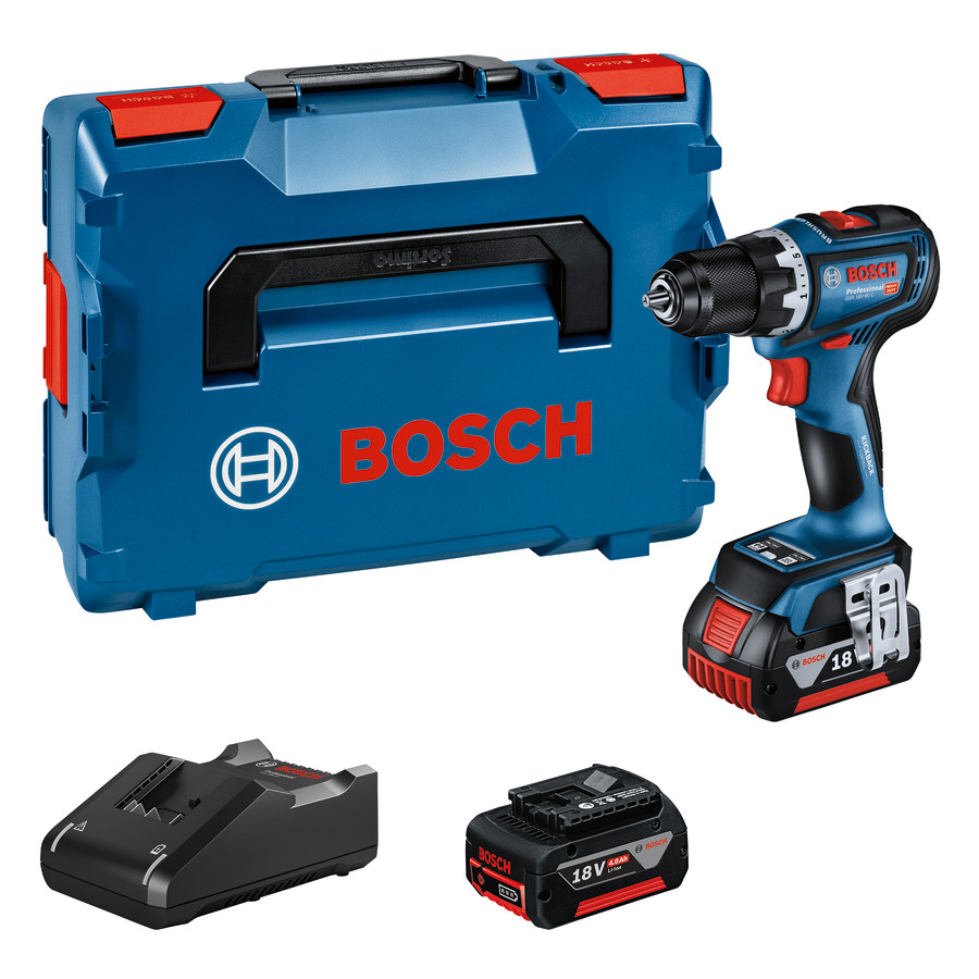 Perceuse-visseuse 18V Bosch GSR 18V-90 C - 2 batteries 4Ah - chargeur - coffret L-BOXX