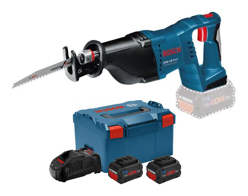 Scie sabre 18V Bosch GSA 18V-LI - 2 batteries ProCORE 5,5Ah - chargeur - coffret L-BOXX