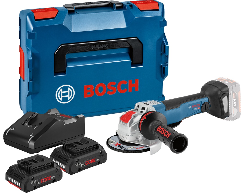 Meuleuse d'angle X-Lock 18V Bosch GWX 18V-10 PC - 2 batteries ProCORE 4Ah - chargeur - coffret L-BOXX