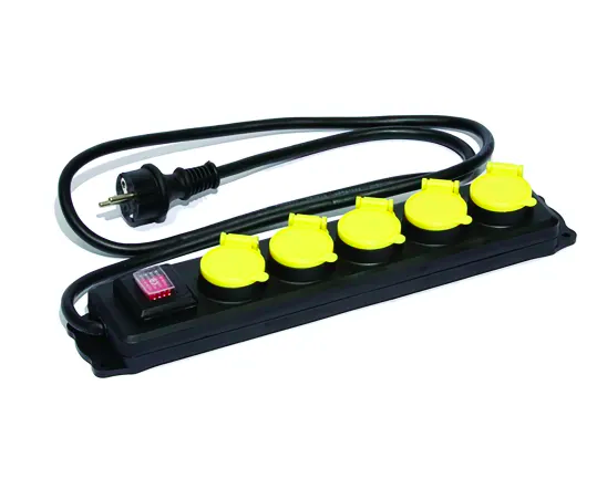 bloc 5 prises professionnel à clapet 16 A 250 V interrupteur lumineux marche- arrêt 1,5 m
