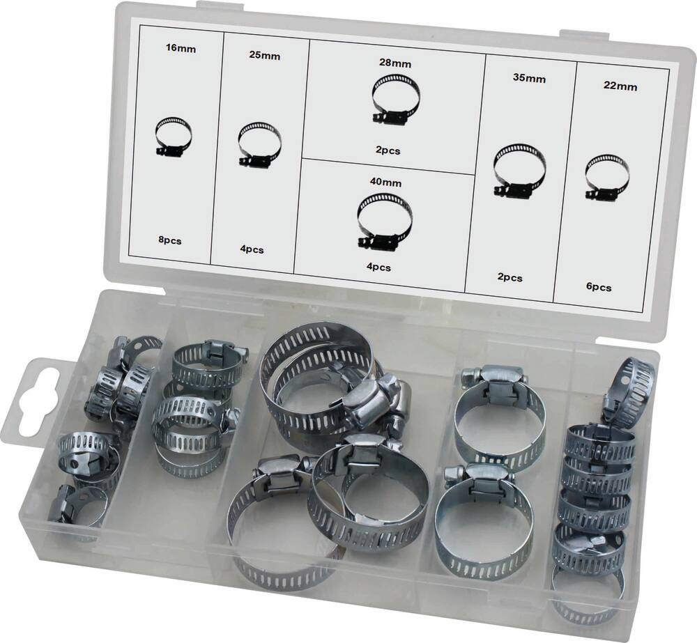 Collier à crémaillère ajouré acier zingué 9mm de 16 à 40mm - coffret de 26 pcs - 12912