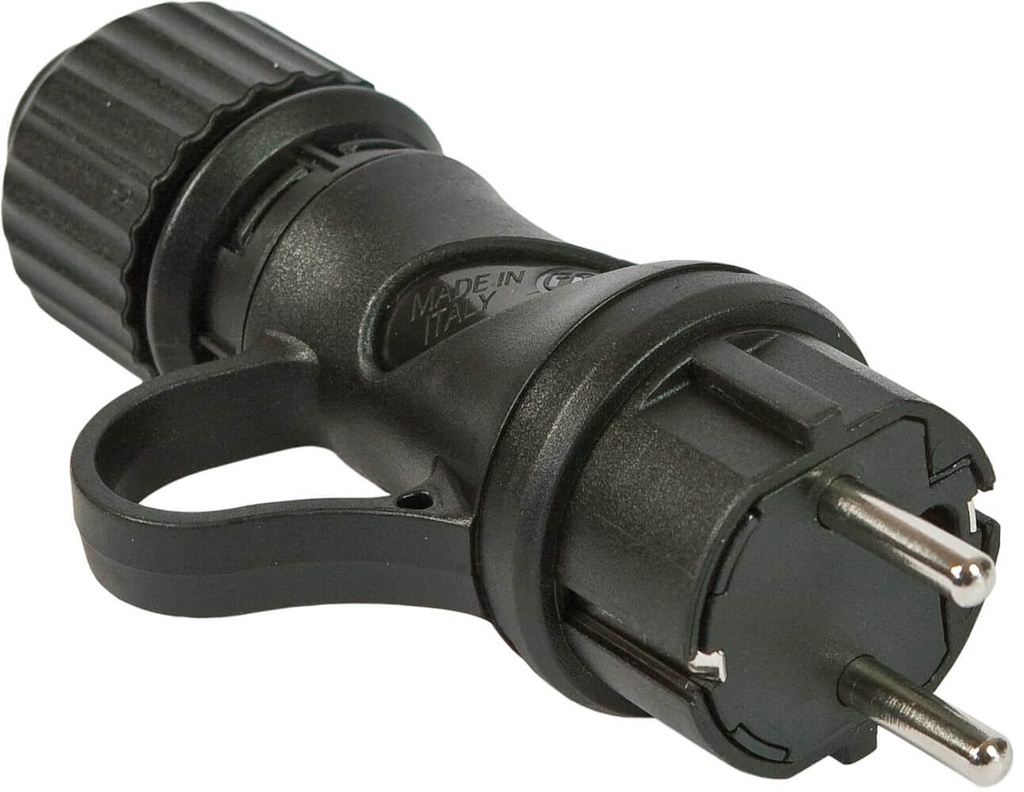 FICHE MALE CAOUTCHOUC SCHUKO 2P+T 16A 230V - 17915