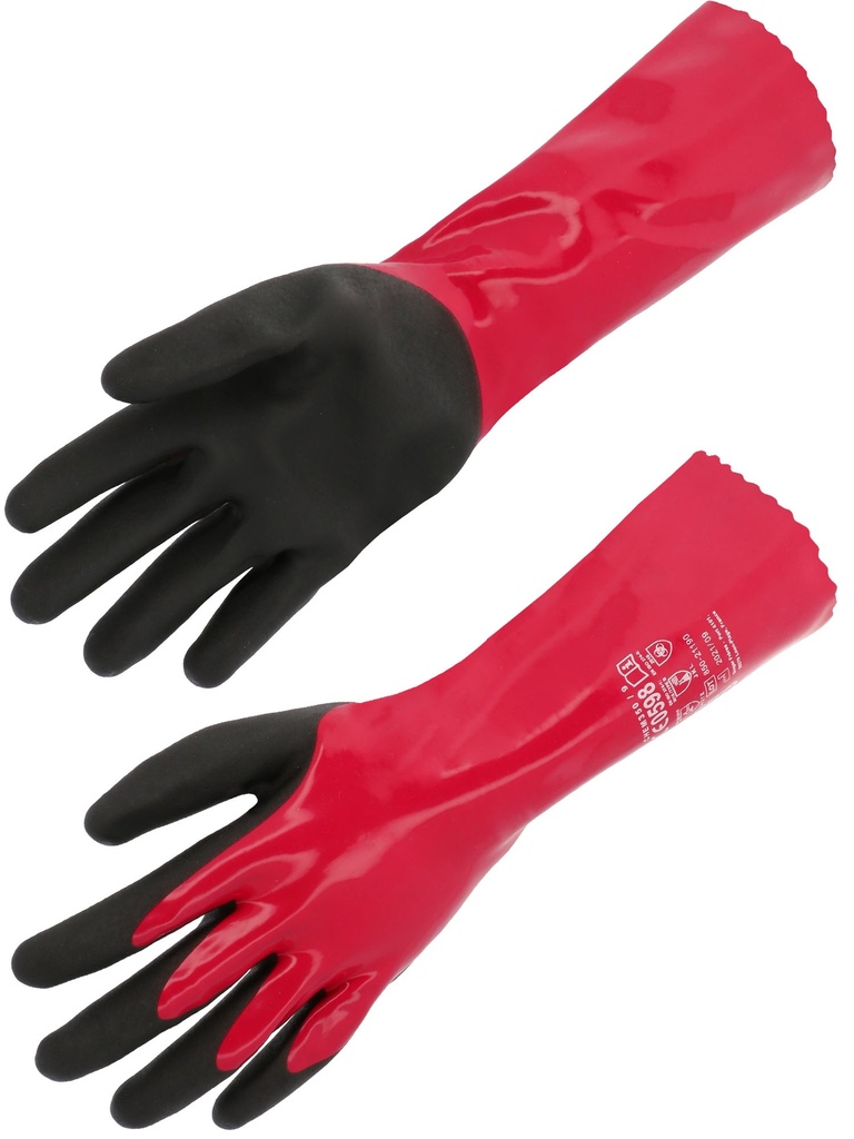 Gant tricoté une pièce. Jauge 18. Enduction nitrile/PVC. Longueur 350 mm. 10