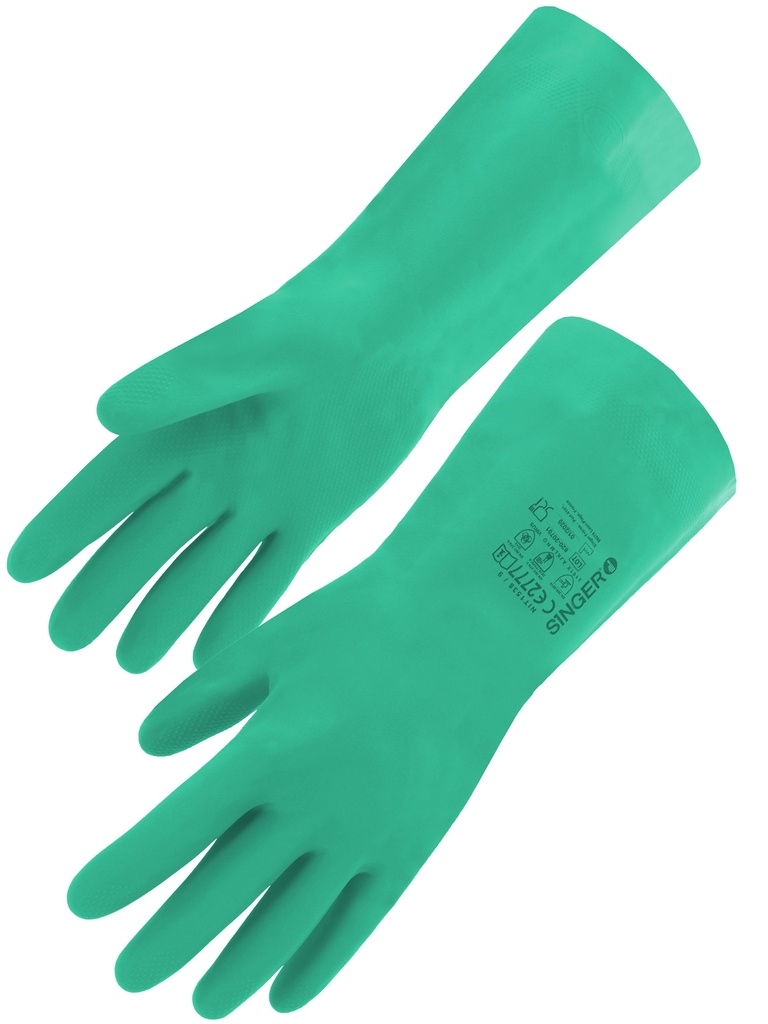 Gant nitrile sans support. Long 330 mm.Epaisseur 0.38 mm. Type A: AJKLMNOPT 10