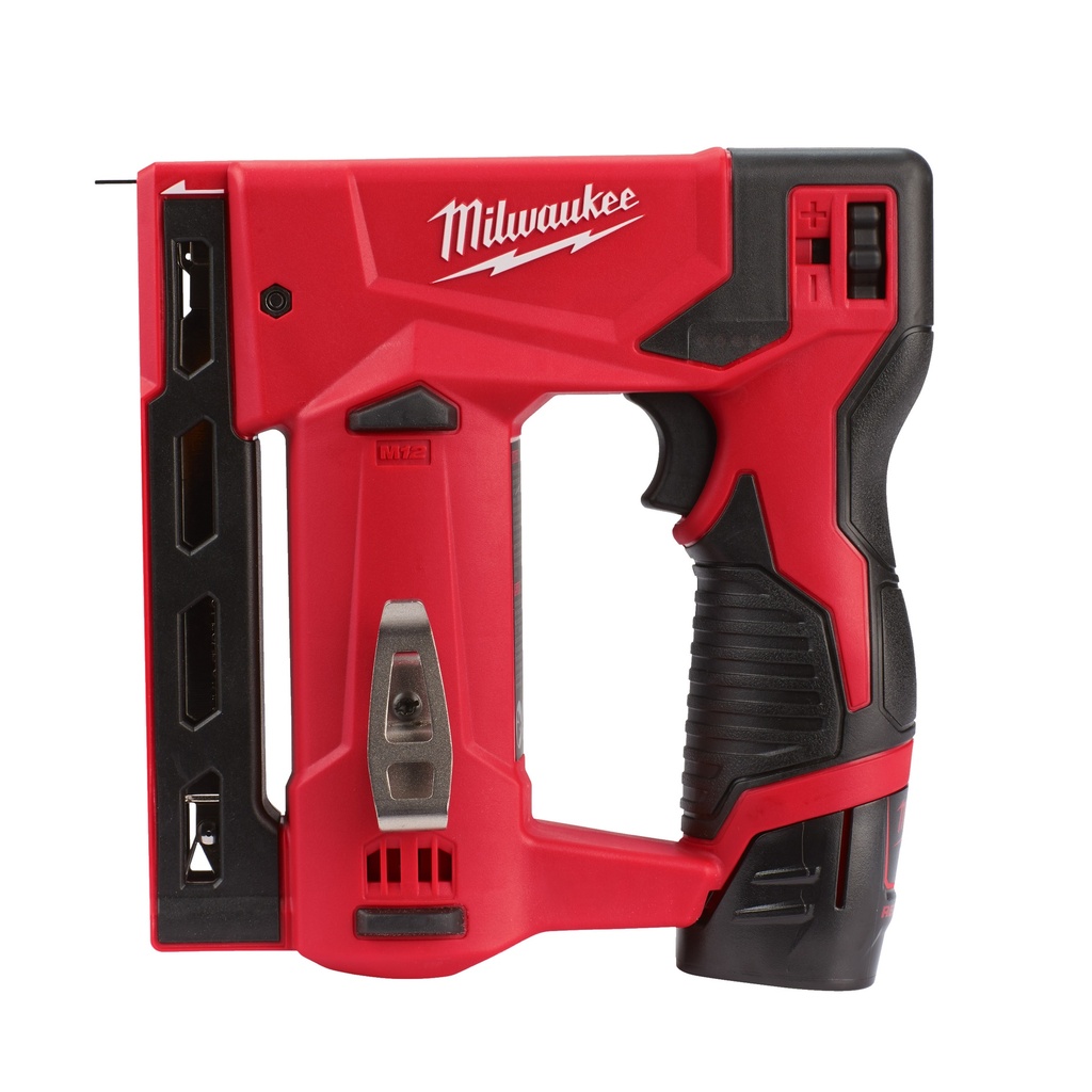 M12 BST-202X - Agrafeuse 12V, 2Ah - HD Box, 2 batteries Red Li-Ion 12V 2.0Ah, chargeur C12 C