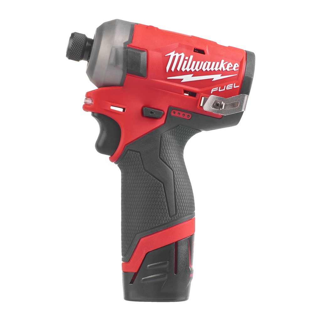 M12 FQID-202X - Visseuse à chocs compacte Silencieuse SURGE Hex 1/4" FUEL, 12V, 2Ah, 50Nm, 76dbA - HD Box, 2 batteries 2Ah Red Li-Ion, chargeur C12C