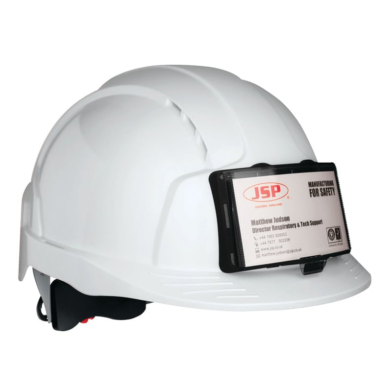 Casque de sécurité EVOLite® avec porte badge, ventilé, serrage crémaillère, blanc