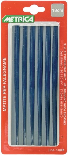 [MET51042] BLISTER 6 CRAYONS 18CM BLEU