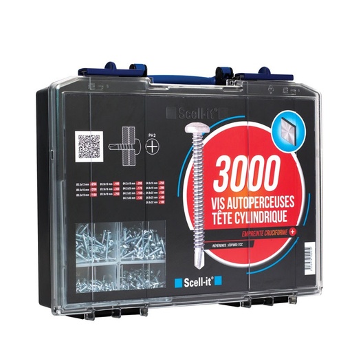 [SCECOF003-TCC] Coffret 3000 vis autoperceuses à tête cylindrique Philips Scell-it