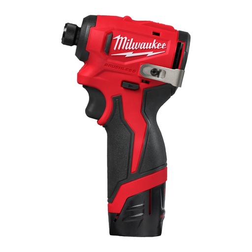 [MIL4933499690] M12 BLIDRC-202C - Visseuse à chocs compacte Hex 1/4 Brushless, 12V, 2Ah, 148Nm - Coffret, 2 batteries 2Ah Red Li-Ion, chargeur C12C