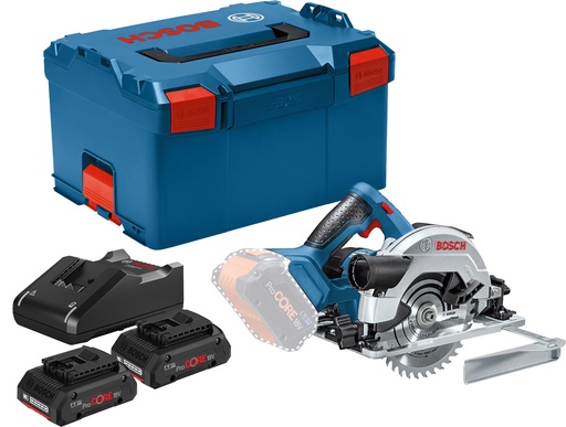 [BOS06016A210Q] Scie circulaire 18V Bosch GKS 18V-57 G - 2 batteries ProCORE 4Ah - chargeur GAL 18V-40 - coffret L-BOXX