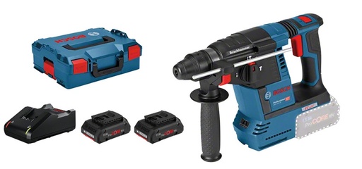 [BOS061190900Q] Perforateur-burineur SDS-Plus 18V Bosch GBH 18V-26 - 2 batteries ProCORE 4Ah - chargeur - coffret L-BOXX