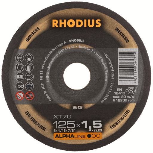 [RHO211083] Disque à tronçonner extra-fin XT70 125 x 1.5 x 22.24 - BT 10
