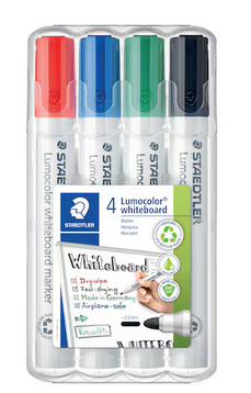 [LYR2.207.816] Marqueur Staedtler Lumocolor 351 - effaçable - pointe ogive large - 4 coloris
