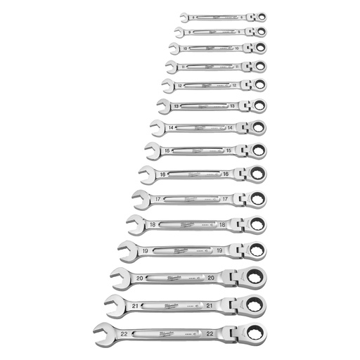 [MIL4932478558] SET DE 15 CLÉS À CLIQUET MAXBITE À TÊTE FLEXIBLE - Carton