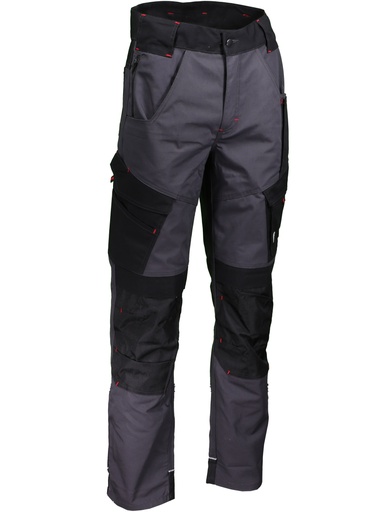 [SINPITON03] Pantalon polyester/coton (65/35), 280g/m². Gris Anthracite/noir/rouge. L
