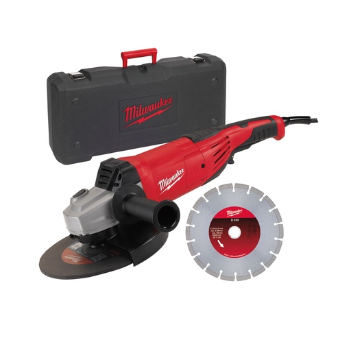 [MIL4933440292] AG 22-230 D-SET - 2200W, 230mm, Débrayage - Coffret, poignée additionnelle, 2,5m de câble + 1 disque Diamant
